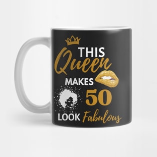 Afro Vintage Queen Birthday Quote 50th and fabulous Cool Heels fifty birthday Gift For Her Mug